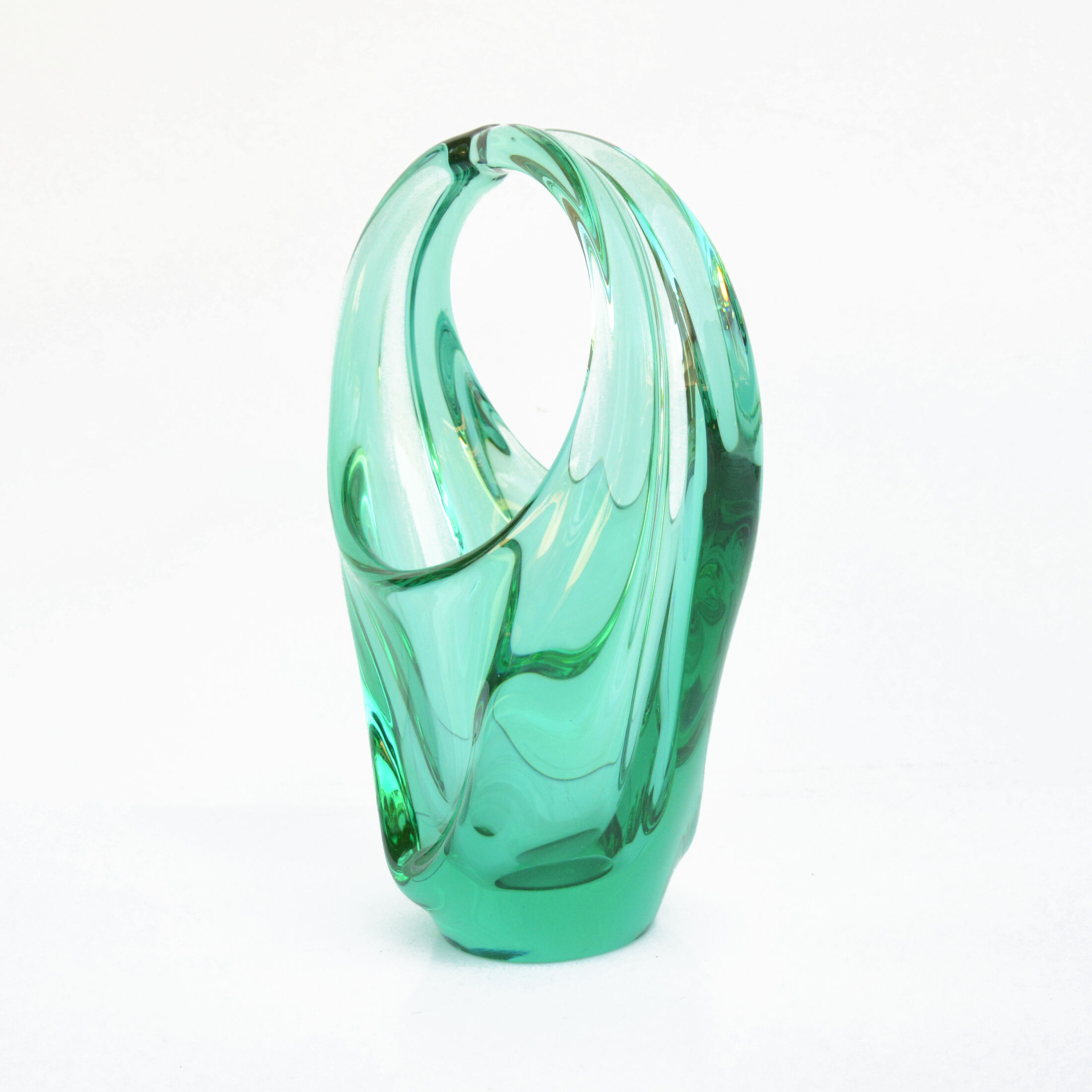 Panier en verre des années 1960, conçu par M. Klinger, Zelezny Brod Sklo, Tchécoslovaquie