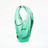 1960s glass basket, designed by M. Klinger, Zelezny Brod Sklo, Czechoslovakia