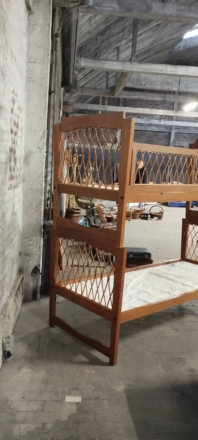 Rattan bunk bed, vintage 1960