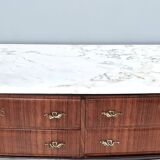 Commode en noyer noir, fabriquée par Dassi, avec plateau en marbre de Carrare, Italie
