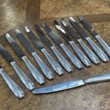 Set of 12 large silver-plated Art Deco style knives