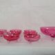 Vintage glasses service cup pink for 7 with service bowl