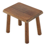 Brutalist oak side table / stool