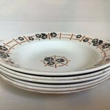 Six anciennes assiettes creuses faïence année 30 modèle nymphéas