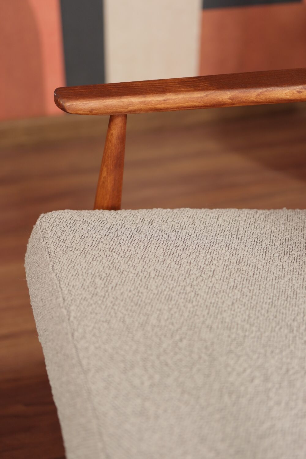 Armchair and ottoman in boucle fabric by H. Lis