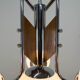 Wood and chrome functionalist chandelier, 1940s