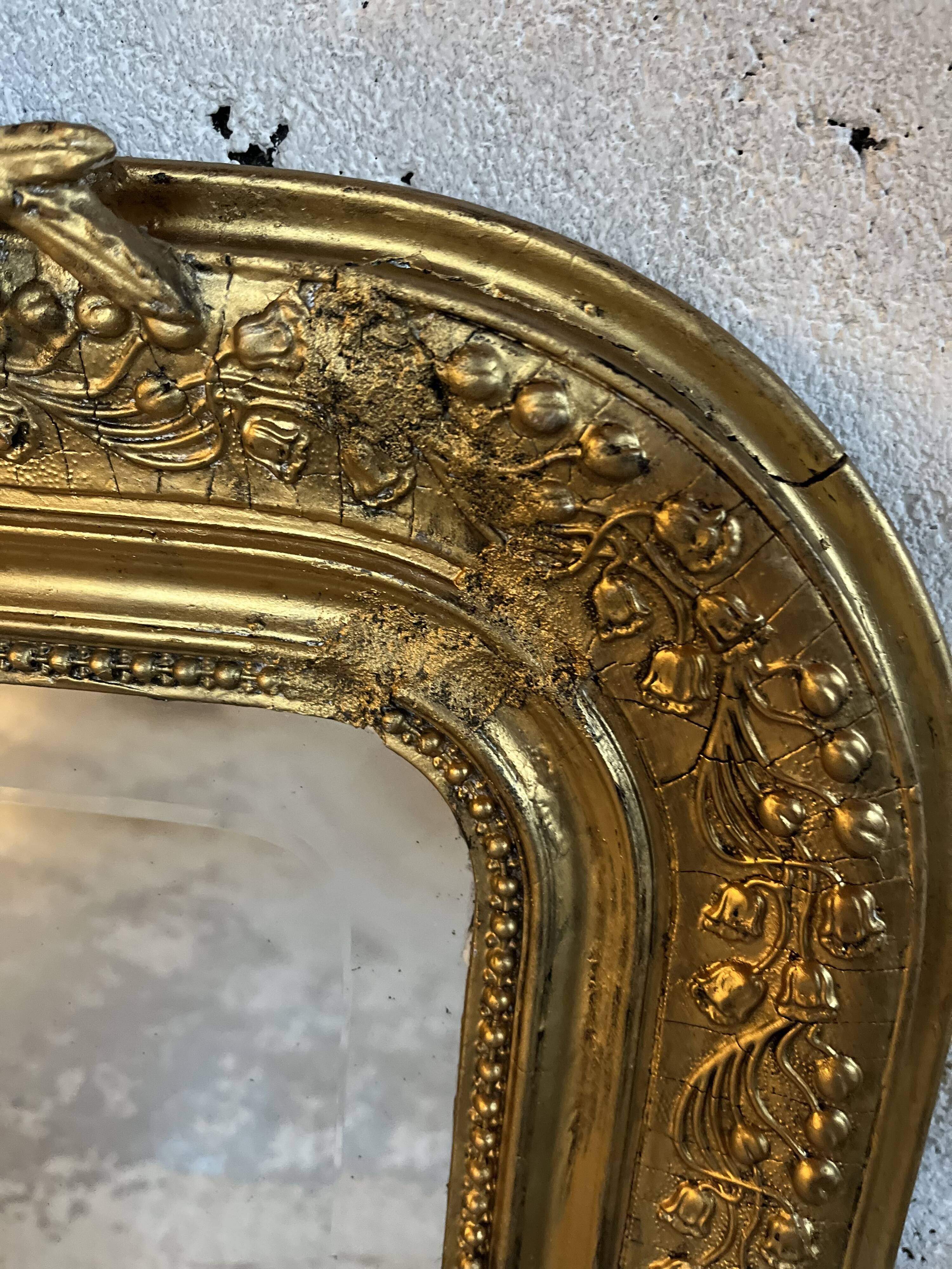 Old mirror Louis Philippe. Beveled mercury ice