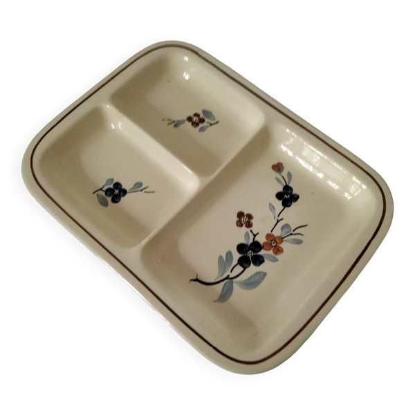 Assiette compartimentée vintage Sarreguemines modèle 5041 à décor japonisant
