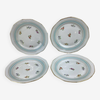 4 french porcelain dessert plates