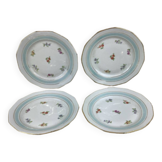 4 french porcelain dessert plates