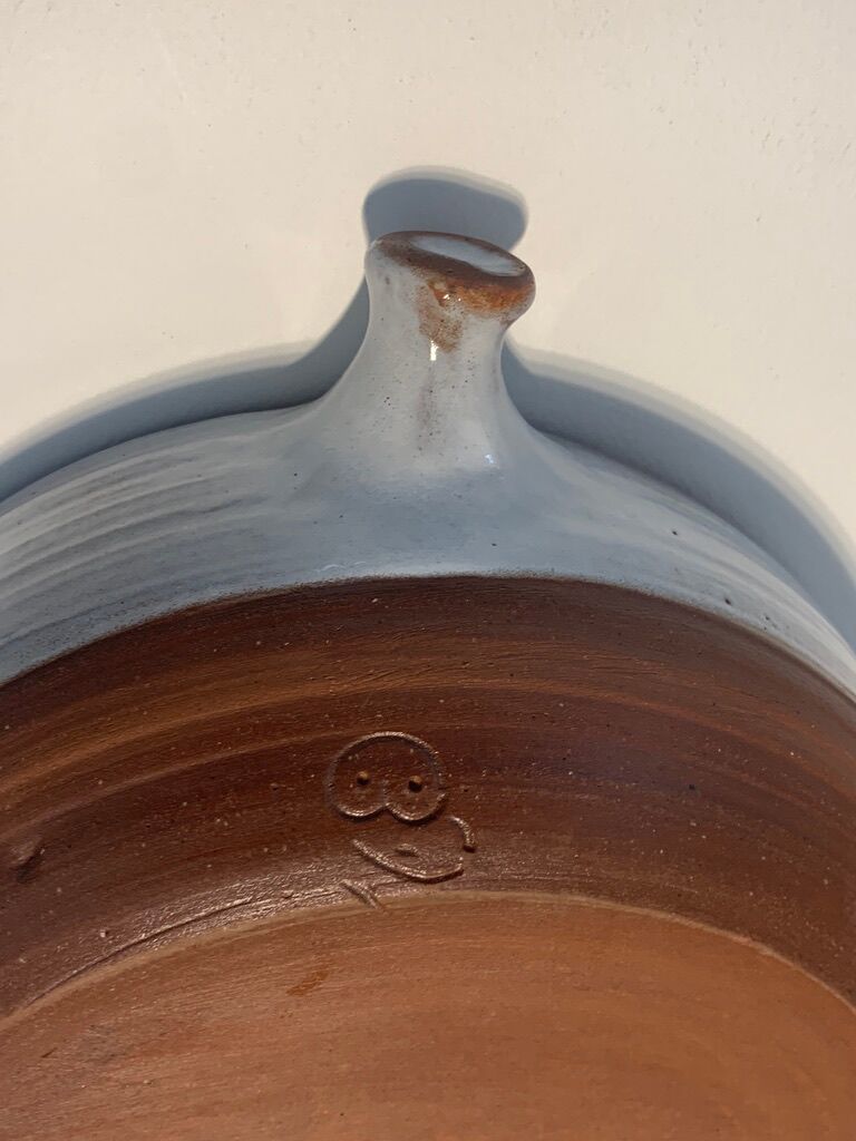 LARGE COVERED DISH SANDSTONE BY PUISAYE JEANNE AND NORBERT PIERLOT 1960