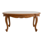 Cherry wood coffee table in Louis XV style  
Glass top  
Dimensions: 115*63 cm