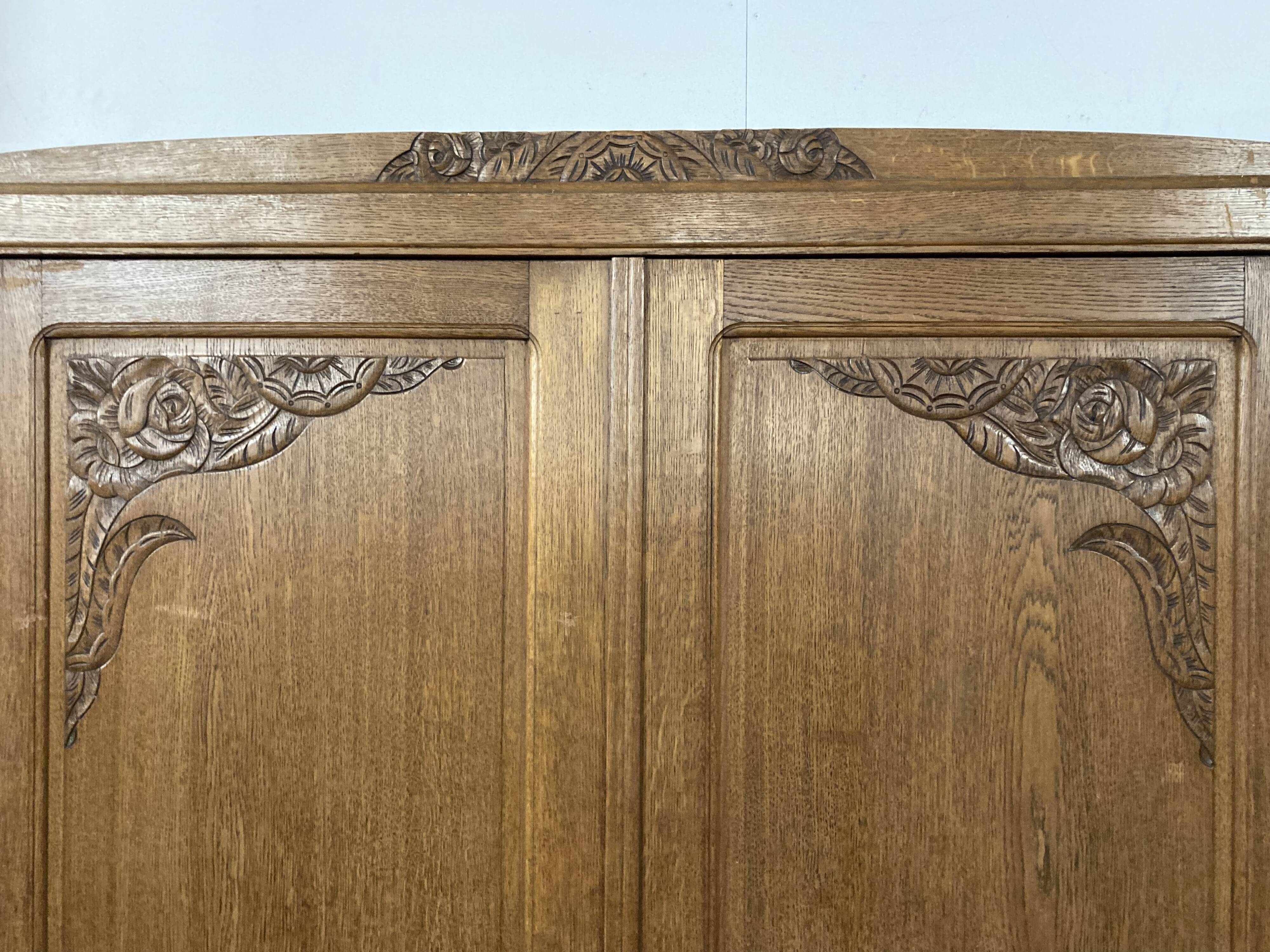 Art Deco wardrobe in solid oak