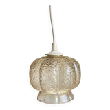 Small glass ball pendant light with amber plant effect