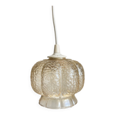 Small glass ball pendant light with amber plant effect
