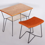Small mid-century table and stool made in 1950s czechia