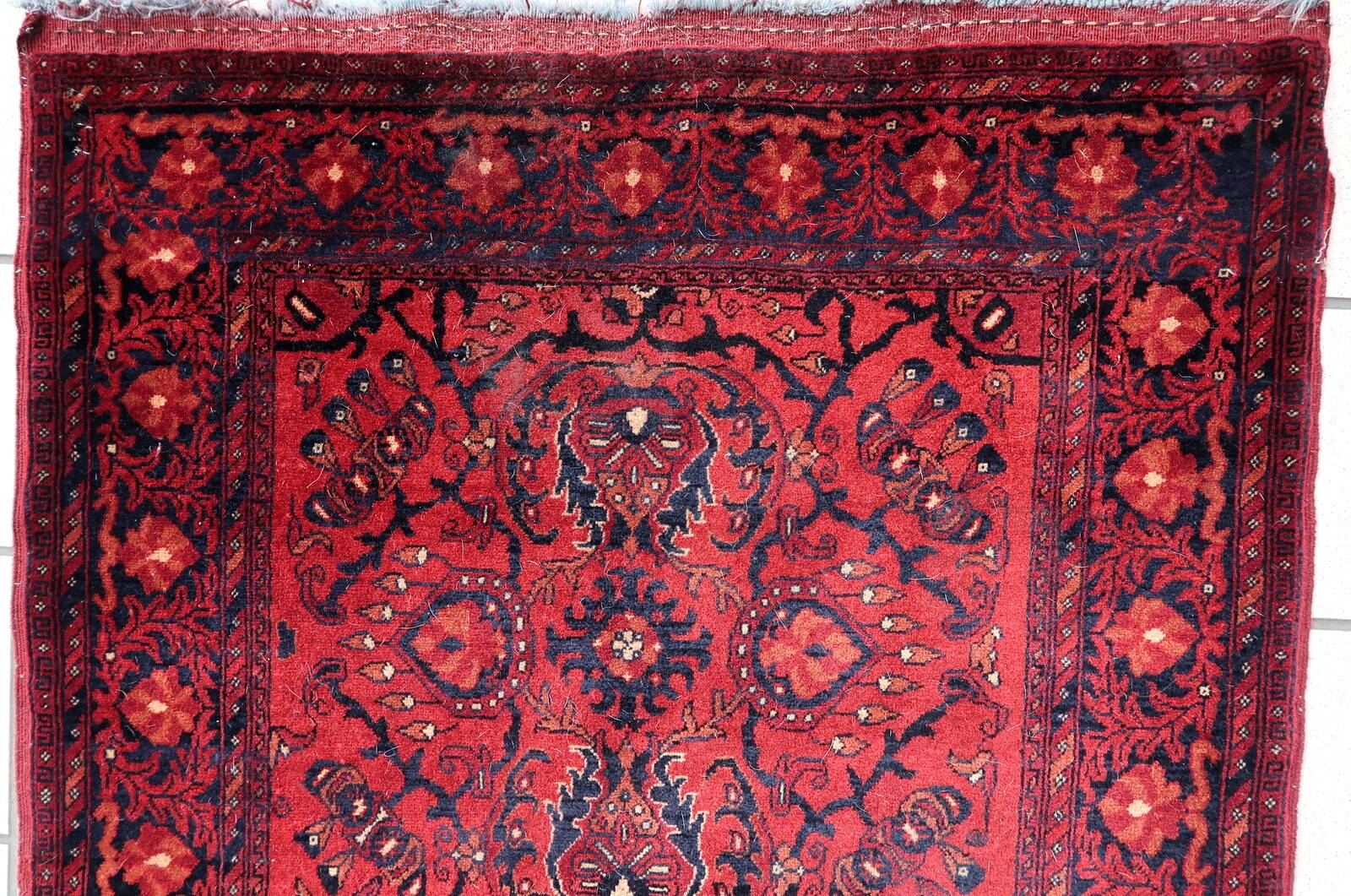 Tapis vintage afghan Ersari fait main en laine – 84 x 296 cm – Années 1970