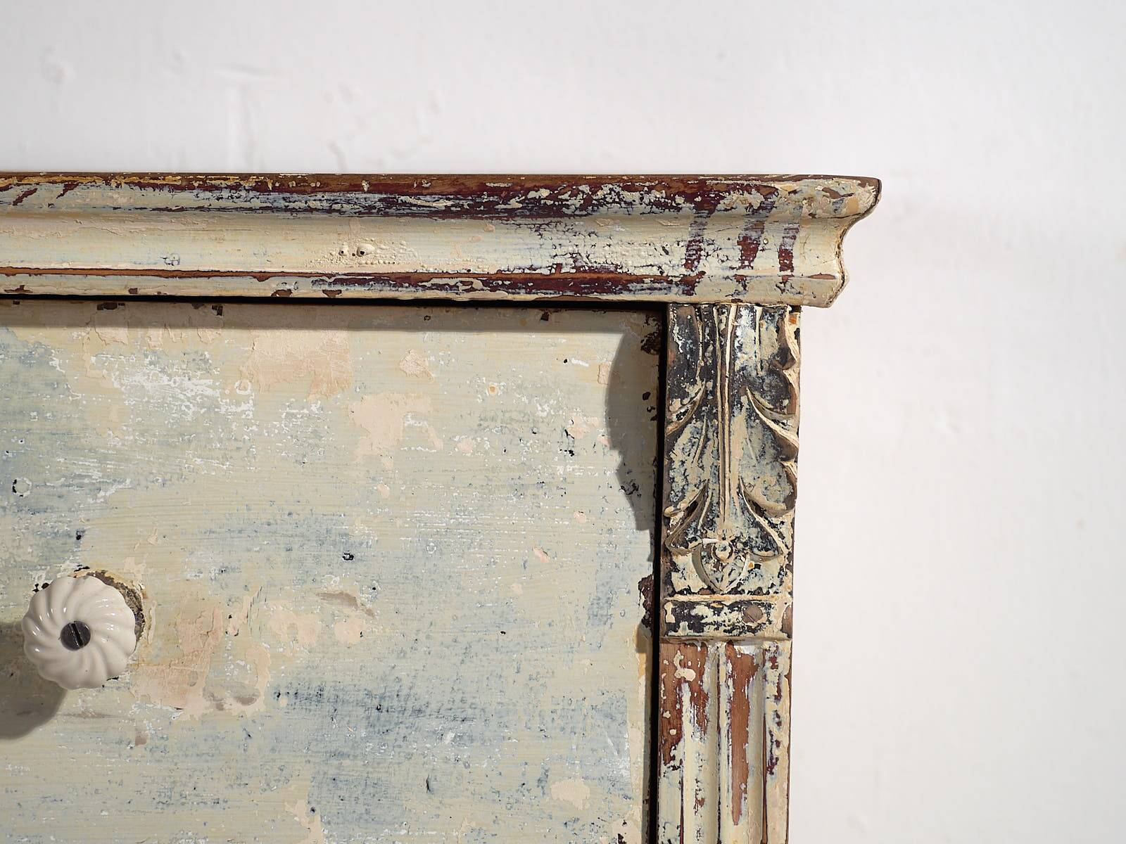 Antique chest of drawers with blue patina (c.1920) #17