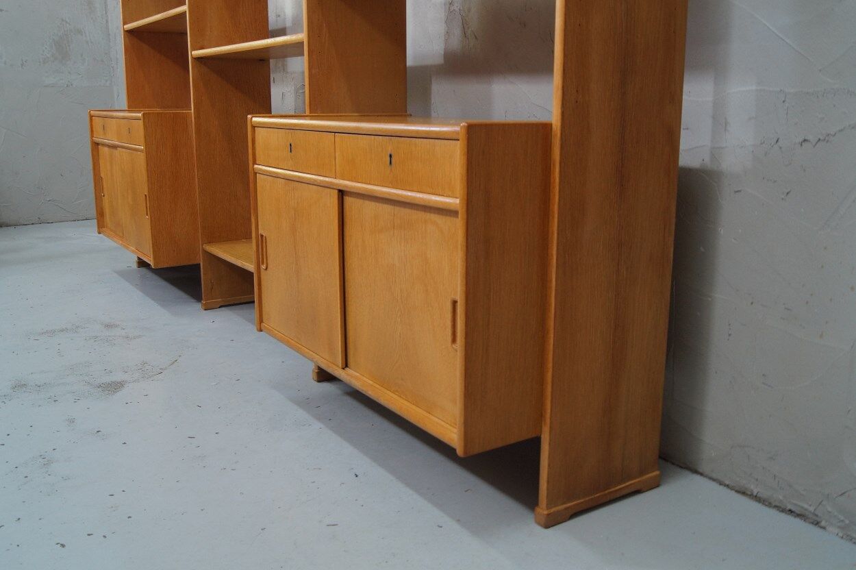 Scandinavian oak modular wall unit, 1960s