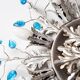 Italian ceiling light Banci Firenze silver iron and blue crystal leaves 60 cm