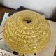 Antique Art Deco yellow-gold speckled glass globe by Clichy for lighting fixture.