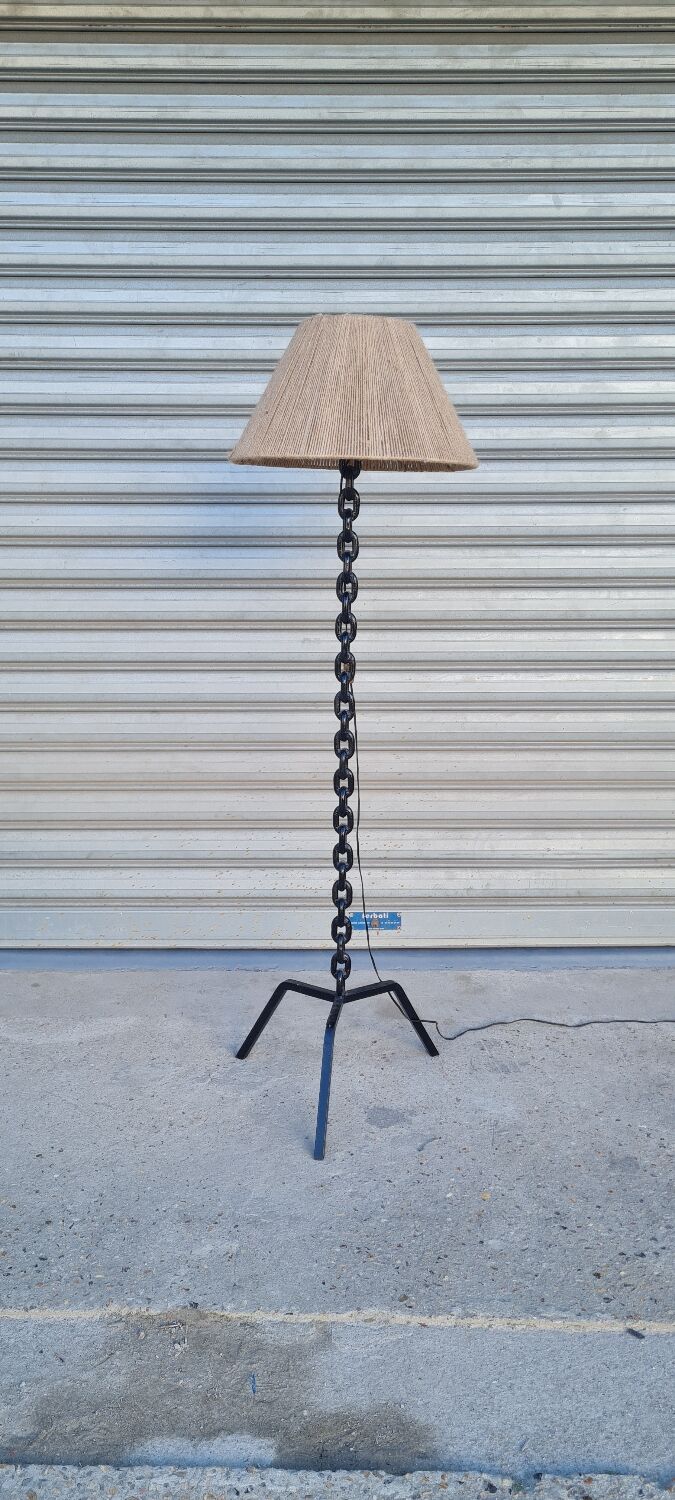 Vintage iron chain floor lamp from the 1950s