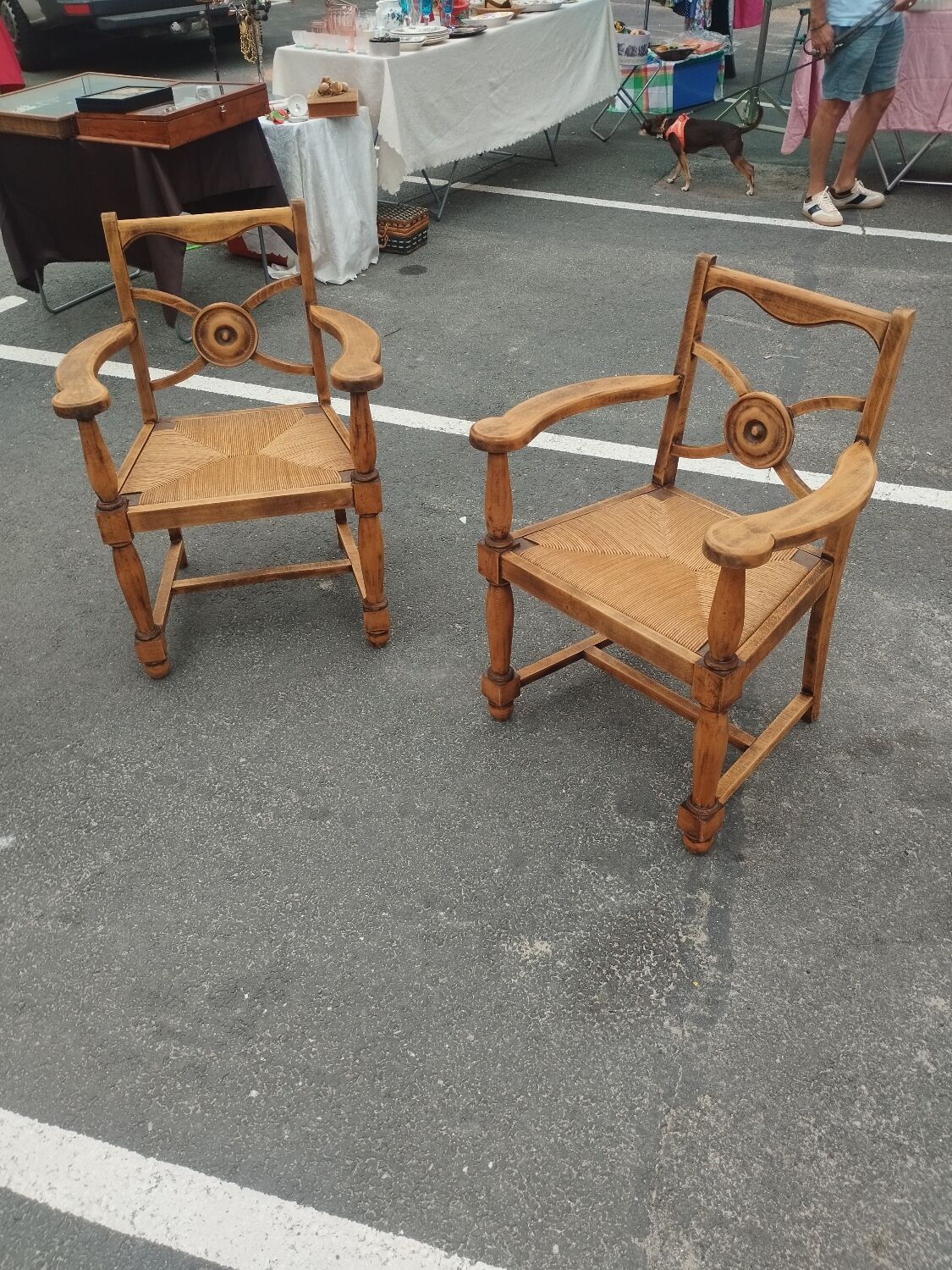 Pair of antique vintage Louis XVI style armchairs