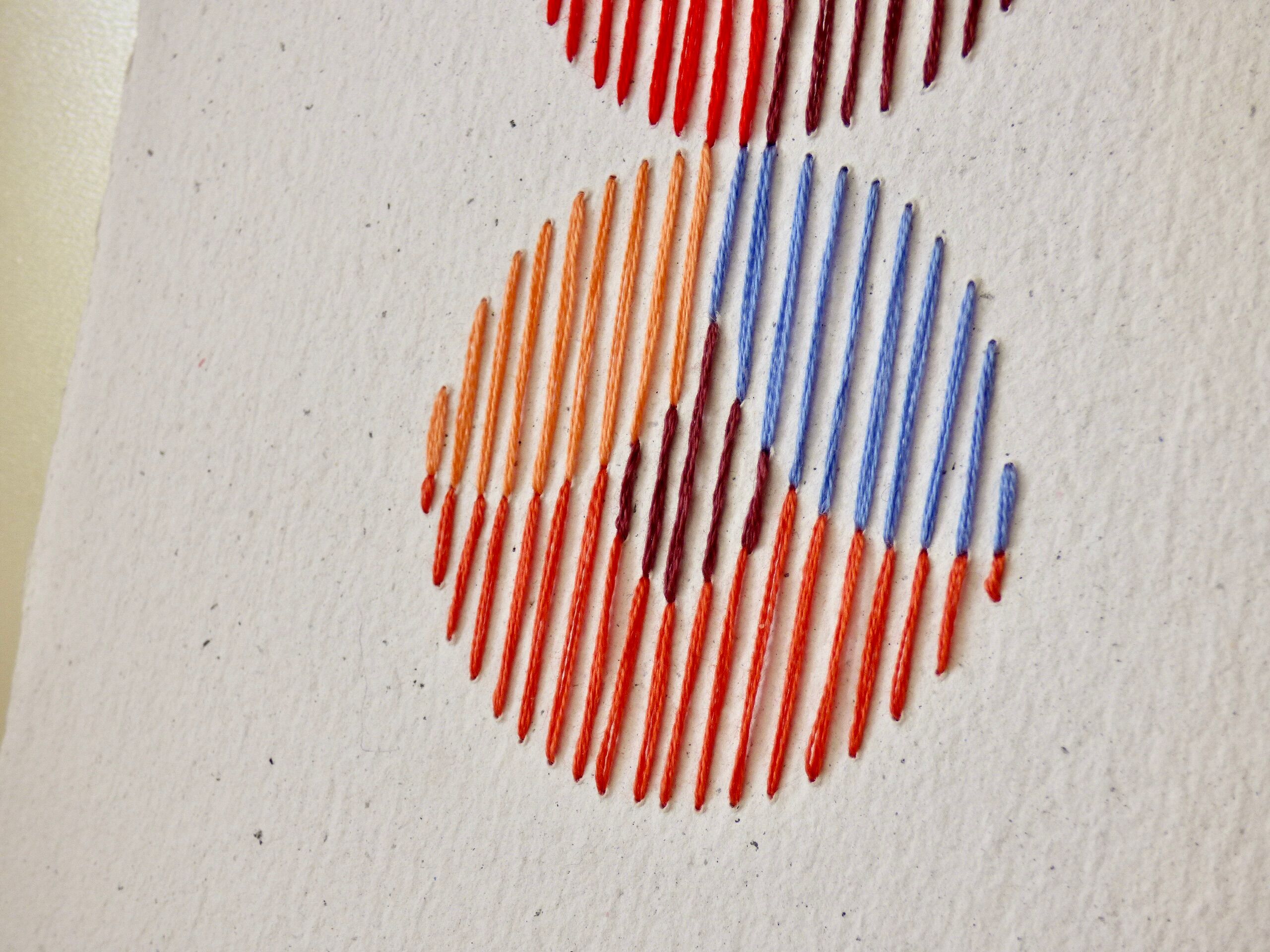 hand-embroidered card on recycled paper