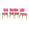 Série de quatre chaises vintage rouge