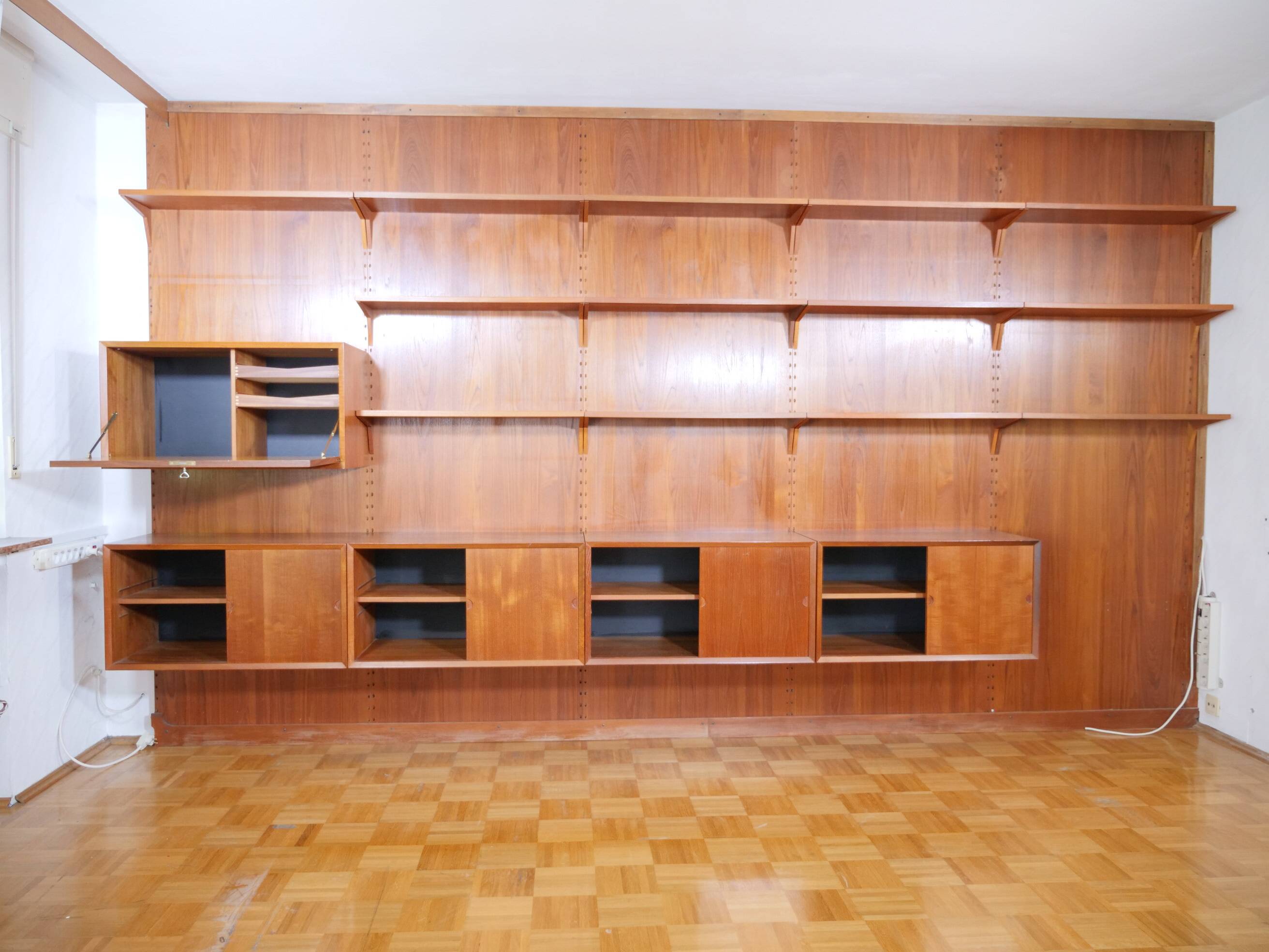 Modular teak shelving system by Poul Cadovius for Cado, 23 Set, 1960s