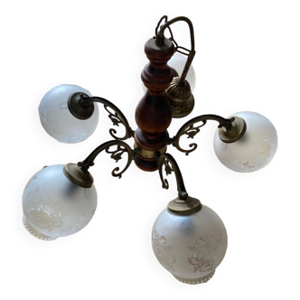 Lustre avec globes en verre ( 5 globes)