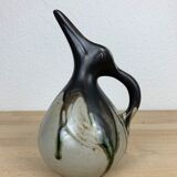 Zoomorphic pitcher pelican bird by Gilbert Metenier, flamed sandstone