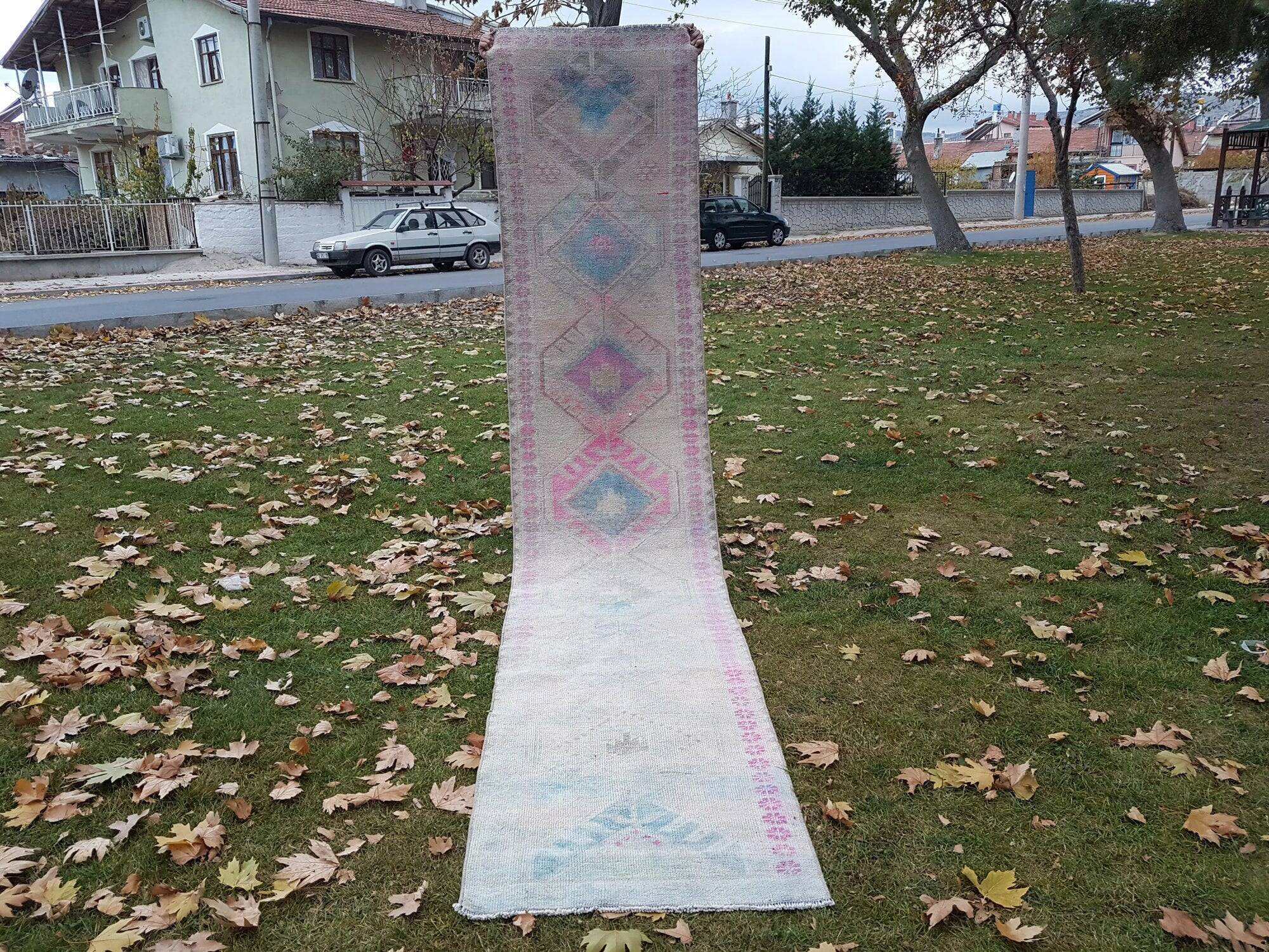 Vintage Turkish hallway rug 80x400 cm