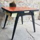 Vintage table with extension cords and orange-red formica drawers feet compass - 1960