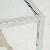 Chrome and glass coffee table.