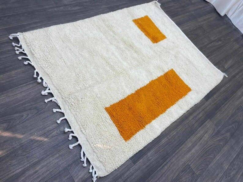 Orange handmade pure wool rug