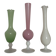 Lot de 3 vases anciens en opaline rose, blanc, vert