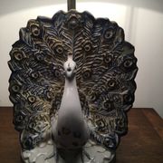 Ceramic peacock lamp from the 70s