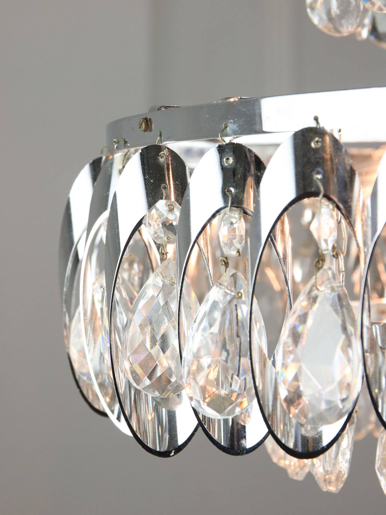 Lustre en cristal viennois vintage de taille moyenne, années 70