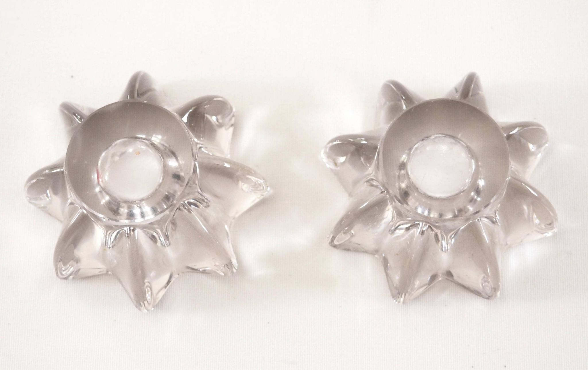 Pair of small crystal candlesticks