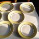 6 flat plates Orchies Moulin des loups jaunes with black edging