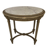 Louis XVI style oval pedestal table in grey lacquered wood