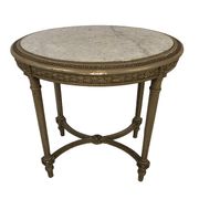 Guéridon ovale de style Louis XVI en bois laqué gris