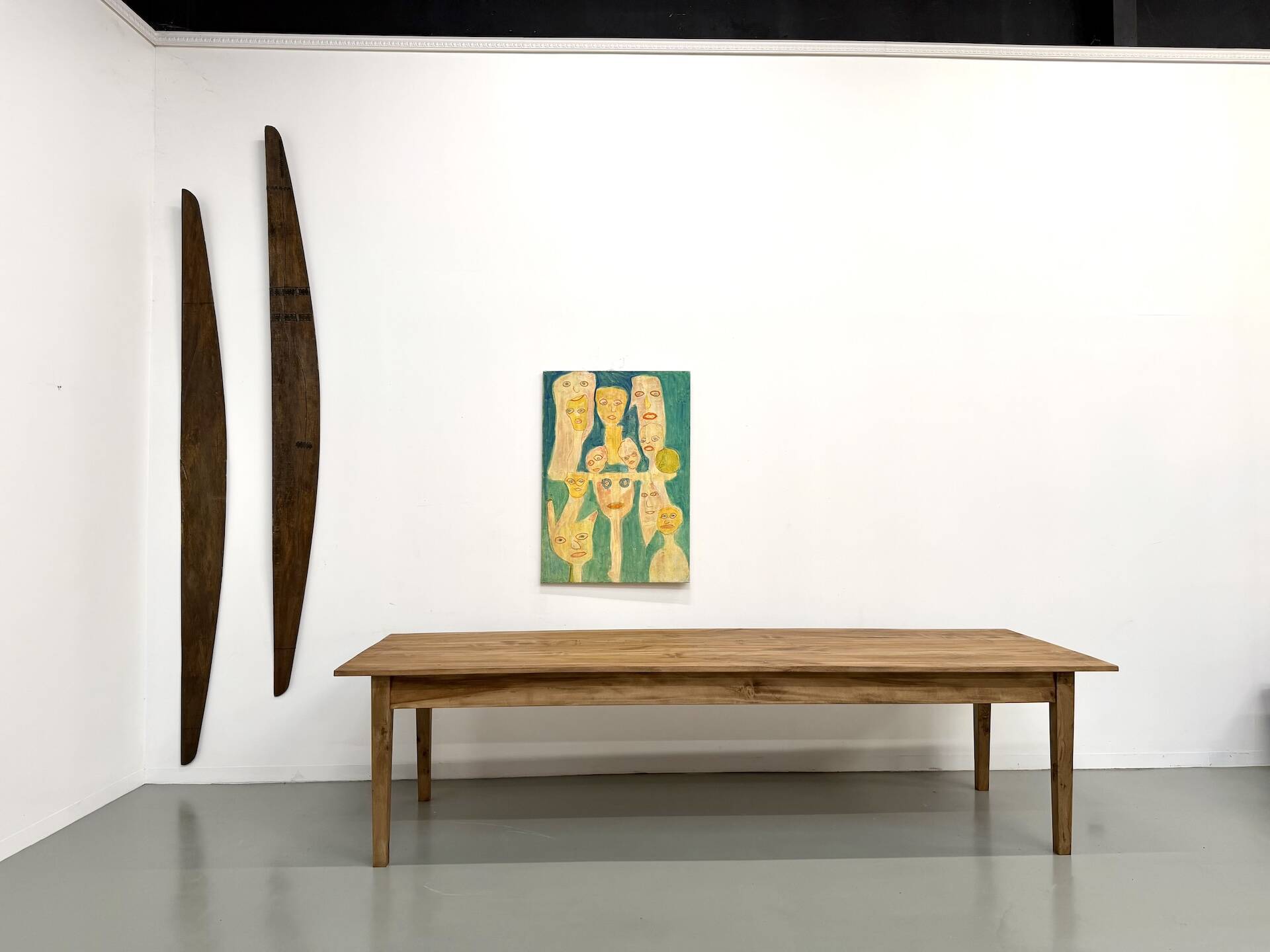 XXL solid walnut table with tapered legs