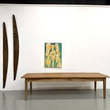 XXL solid walnut table with tapered legs