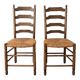 Set of 6 antique cherry wood chairs in ladder style.