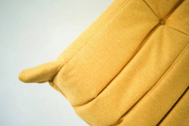 Togo Chair and Pouf Set in Yellow Tweed