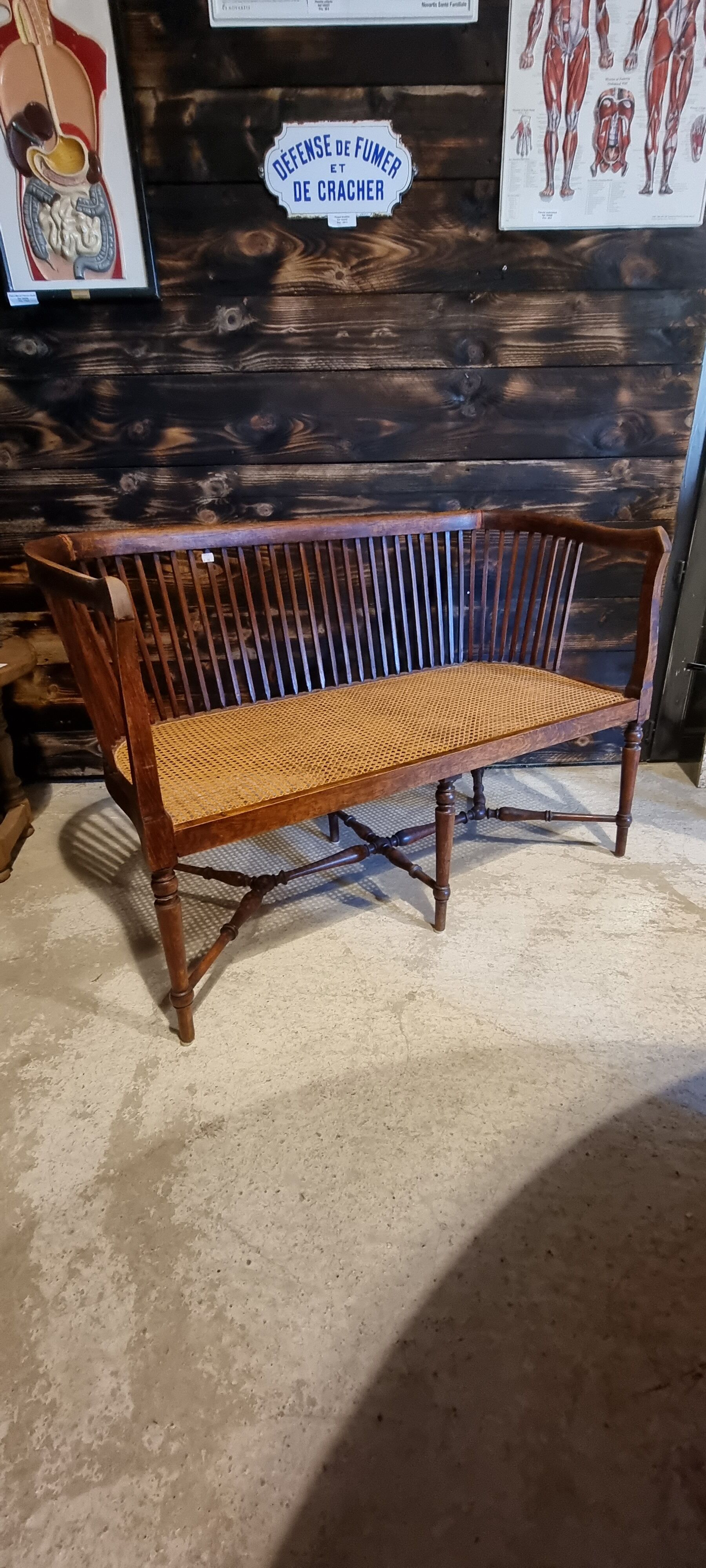 Wooden bench and cannage