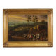 Painting oil on canvas landscape with wayfarers from the 18th century