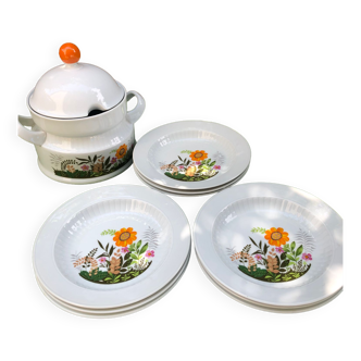 Service à soupe , soupière et 9 assiettes creuses années 60 Winterling Bavaria